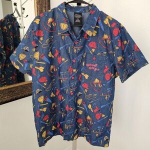 Universal Studios Good Guys Chucky Child's Play Blue Patterned Men's Shirt